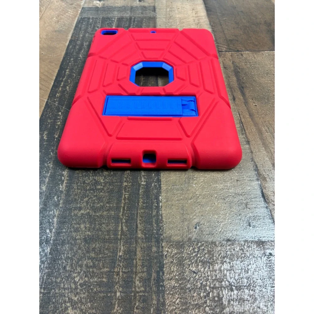 Red and Blue Spider Web Rugged iPad Case with Kickstand‎ Heavy Duty Kids Cover